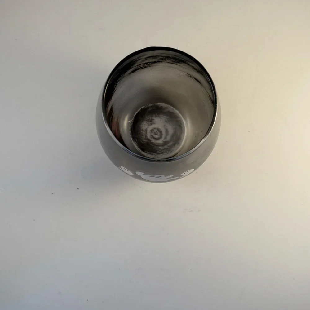 Boo Brew Stemless Wine‎ Drinking Glass Halloween Ghost Dark Bottom Yellow Orange